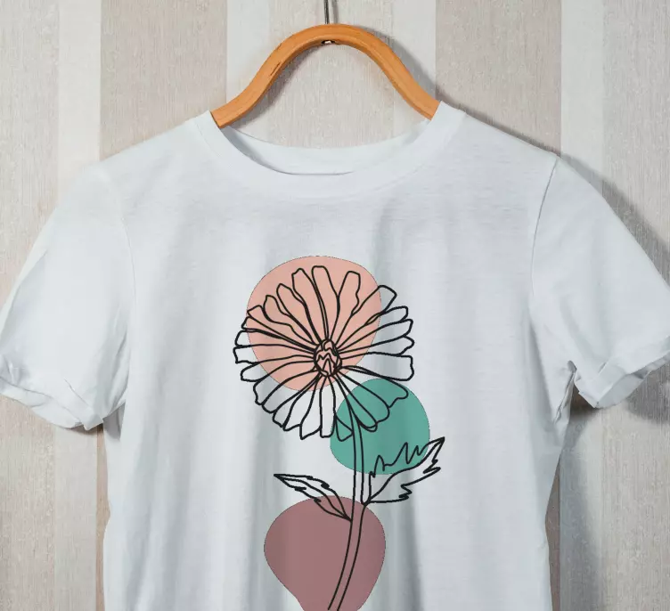 T-shirt margarida flor natureza linha arte design - TenStickers