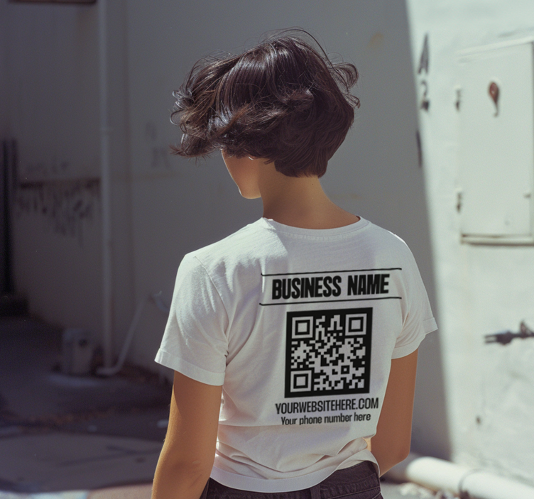 T-shirt nome comercial e código qr - TenStickers