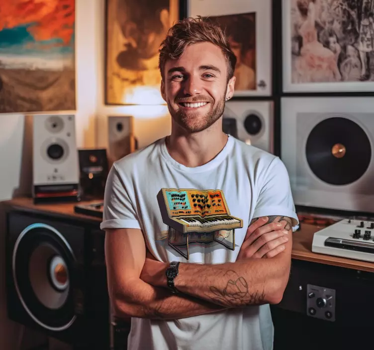 T-shirt teclado sintetizador retrô - TenStickers