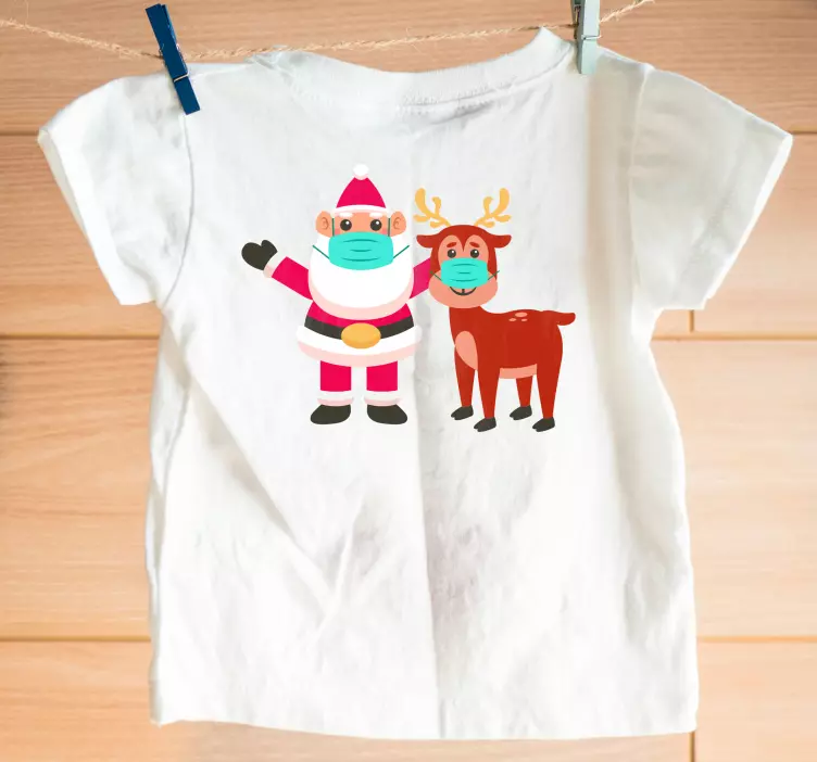 T-shirt pais e filhos dupla festiva de renas do papai noel - TenStickers