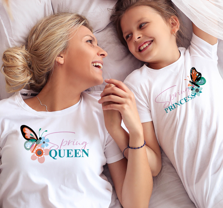 T-shirt  mães e filhas primavera e princesa - TenStickers