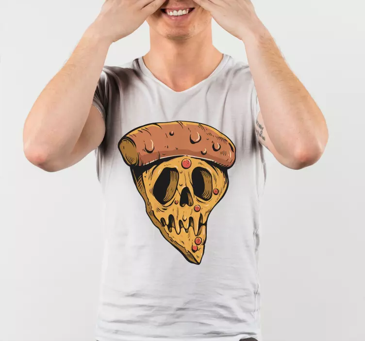 T-shirt personalizada estilo graffiti caveira de pizza - TenStickers
