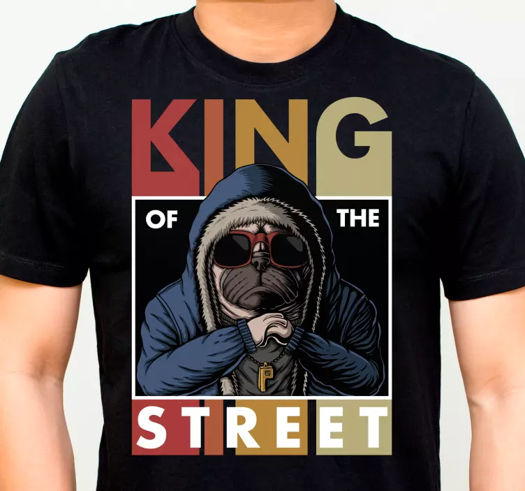 T-shirt pug king streetwear - TenStickers