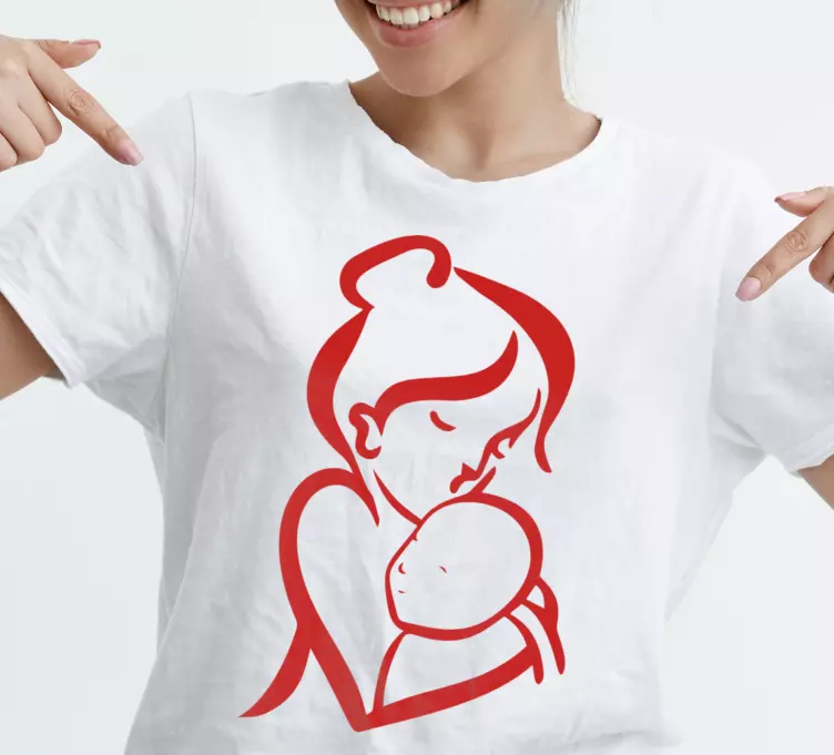 T-shirtsimples com contorno vermelho para o dia das mães - TenStickers