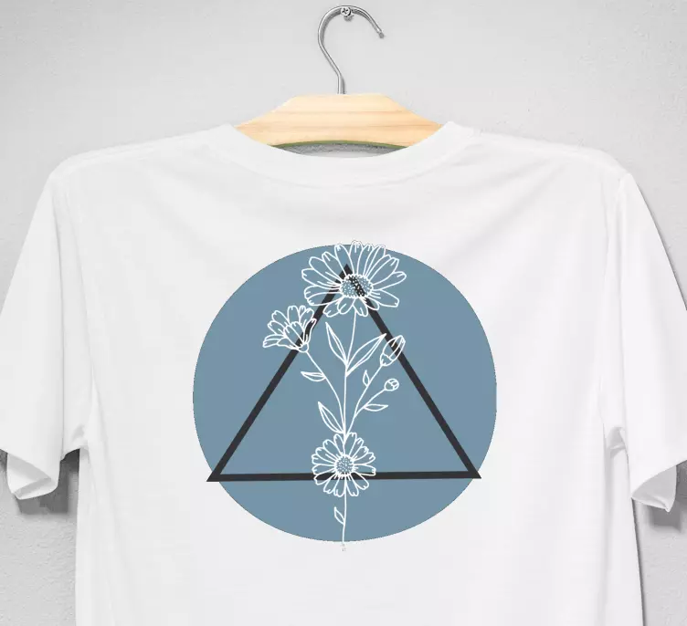 t-shirt personalizada de triângulo e flor branca simples - TenStickers