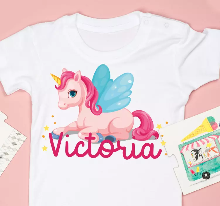 t-shirt engraçada rosa feliz unicórnio infantil - TenStickers
