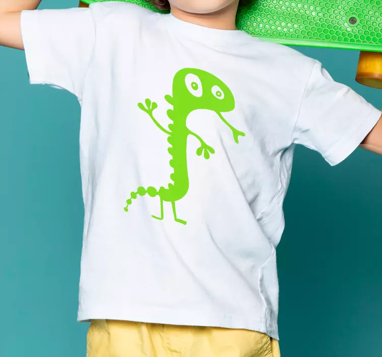 T-shirt infantil da silhueta do lagarto verde dos desenhos animad - TenStickers