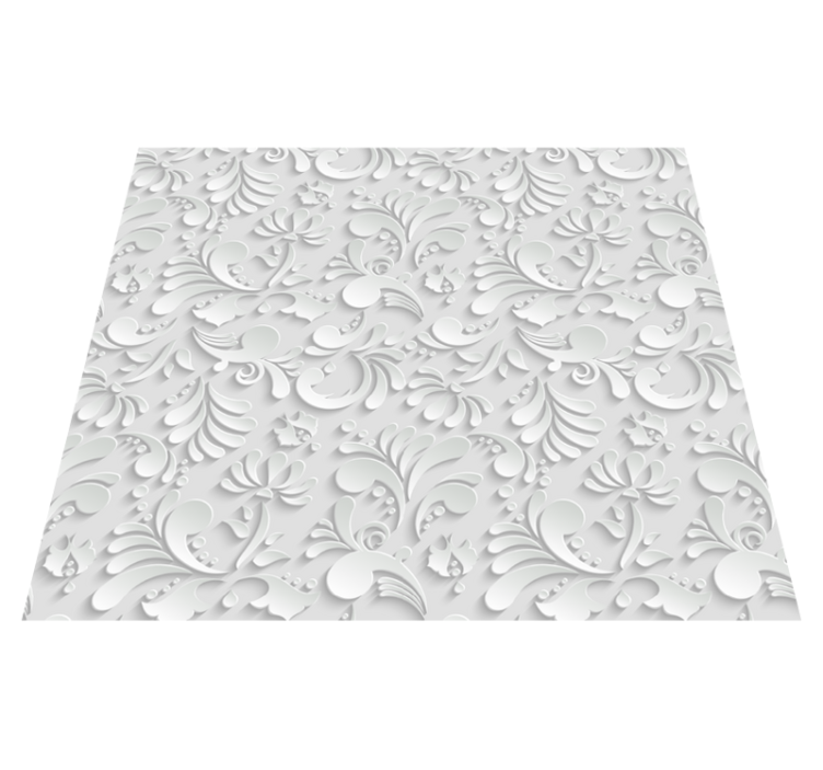 Tapete vinílico branco padrão floral 3d - TenStickers