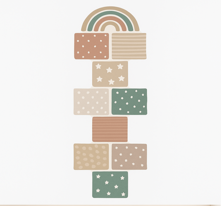 Tapete vinílico criança jogo de amarelinha bege - TenStickers