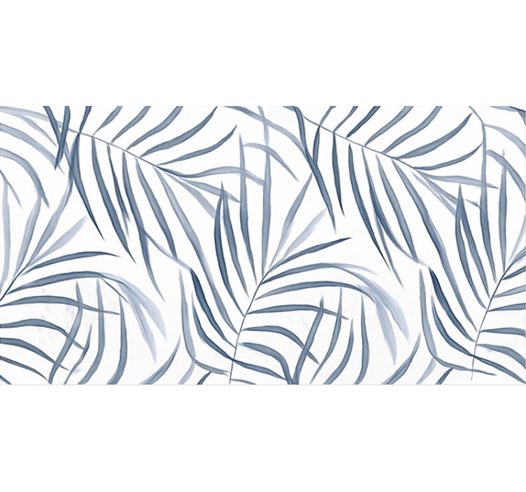 Tapete vinílico azul design de folhas finas - TenStickers