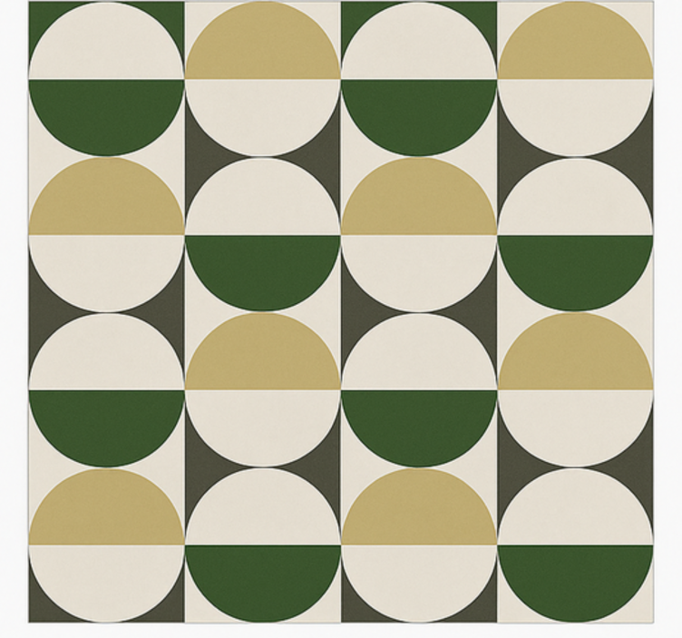 Tapete vinílico para sala de jantar padrão circular de meados - TenStickers