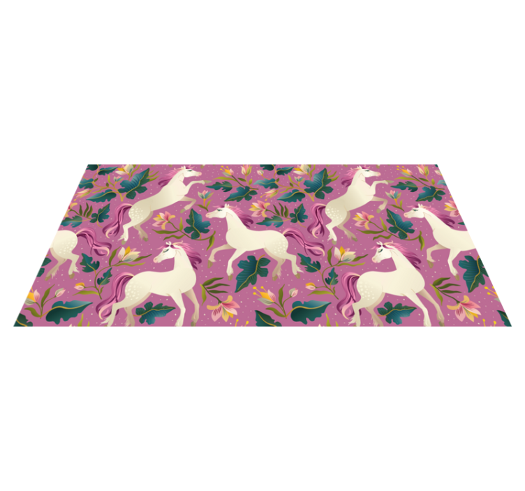 Tapete vinílico de animais com design de cavalo floral rosa - TenStickers