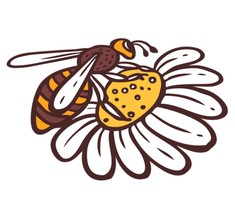 Tapete vinílico de animais abelha sobre flor - TenStickers