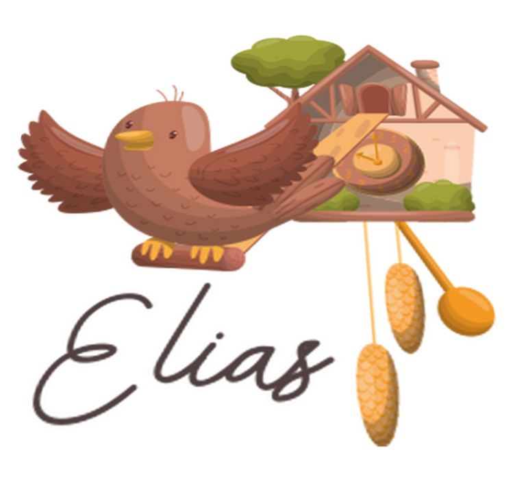 Tapete vinílico de animais com relógio cucu personalizável - TenStickers