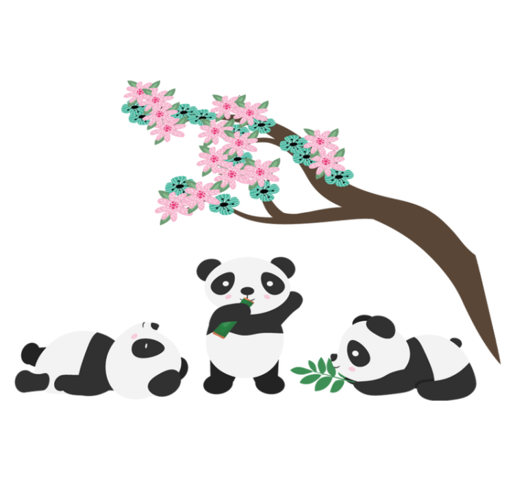Tapete vinílico de animais clã de pandas divertido - TenStickers