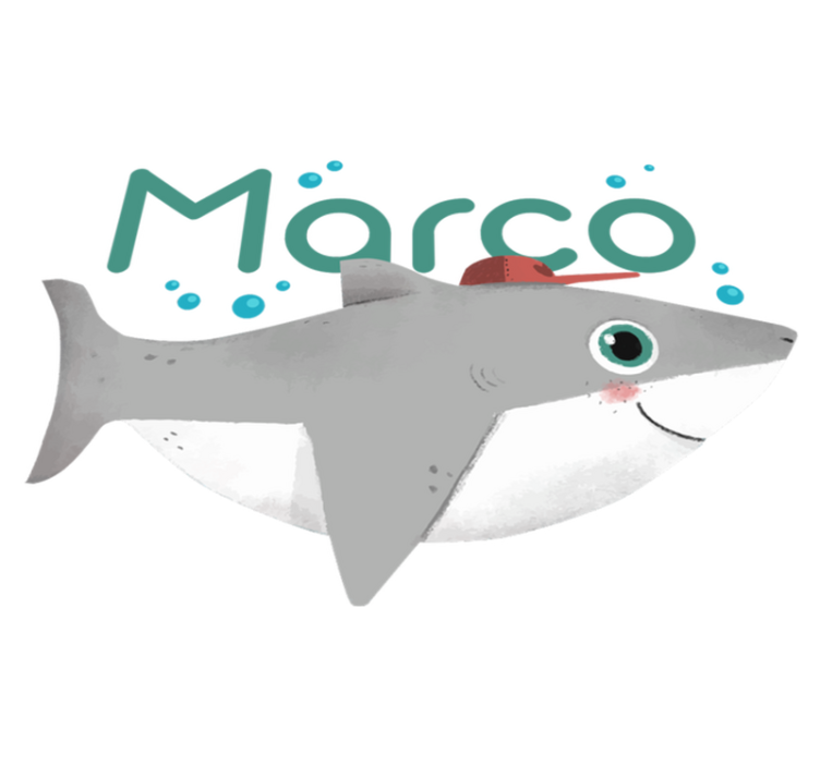 Tapete vinílico de animais tubarão bebê com nome - TenStickers