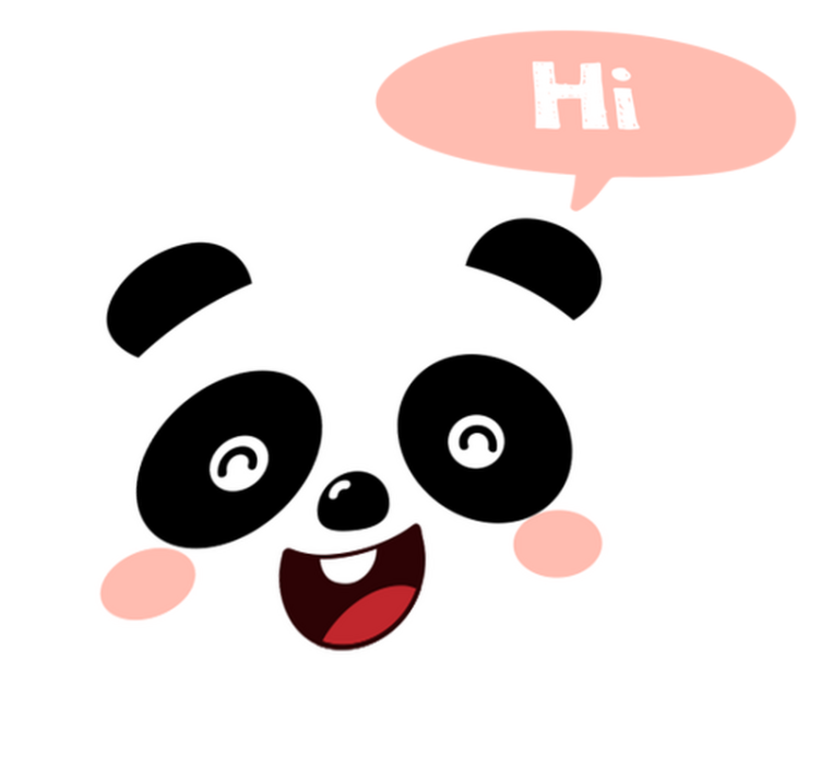 Tapete vinílico de animais com panda cartoon dizendo oi - TenStickers