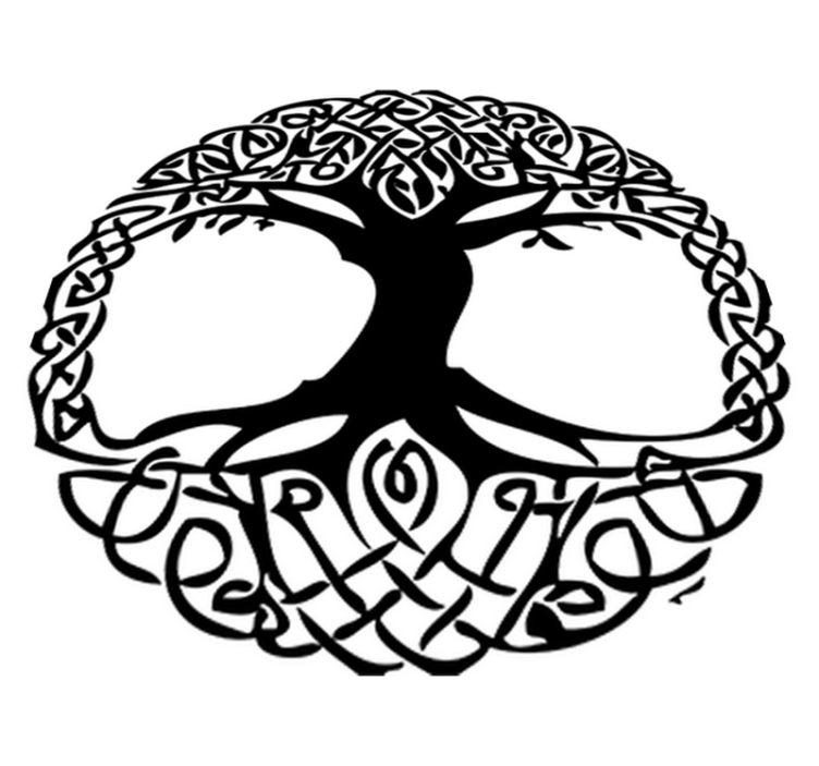 Tapete vinílico flores e plantas árvore celta preta - TenStickers