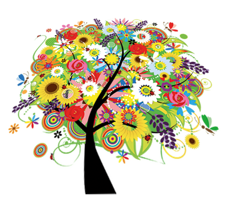 Tapete vinílico flores e plantas árvore de verão - TenStickers