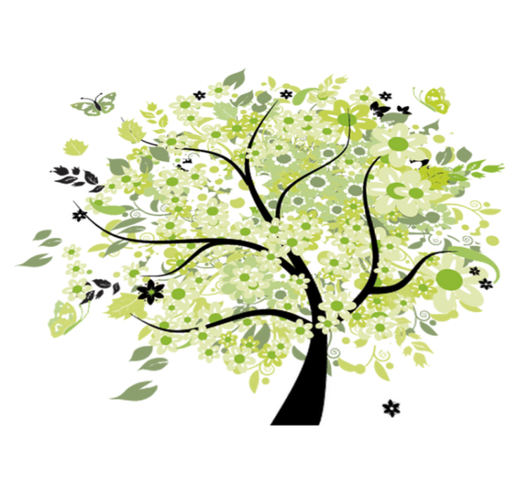 Tapete vinílico flores e plantas árvore verde primavera - TenStickers