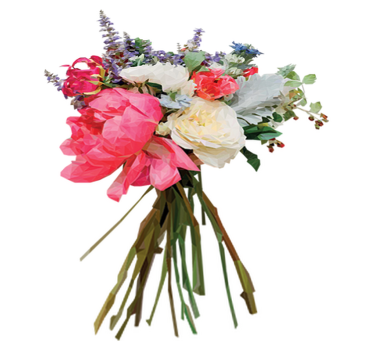 Tapete vinílico flores e plantas buquê geométrico - TenStickers