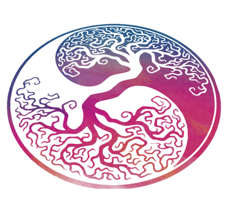 Tapete vinílico flores e plantas árvore da vida yin yang - TenStickers