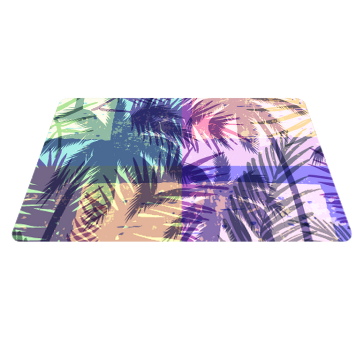 Tapete vinílico flores e plantas padrão palmeiras retrô - TenStickers