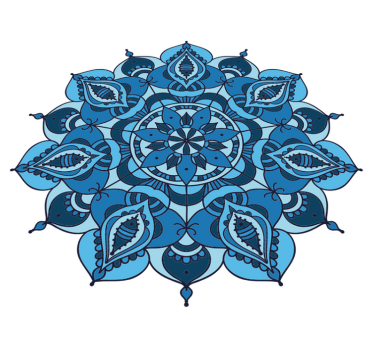 Tapete vinílico flores e plantas mandala azul de lótus - TenStickers
