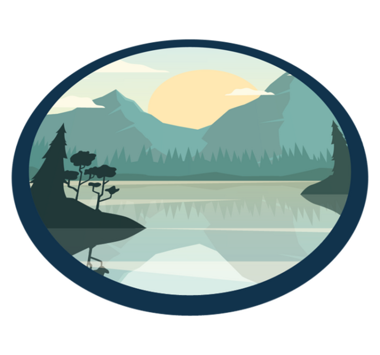 Tapete vinílico flores e plantas montanha com lago - TenStickers