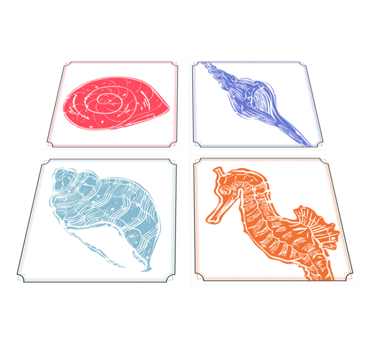 Tapete vinílico flores e plantas com motivos marinhos - TenStickers