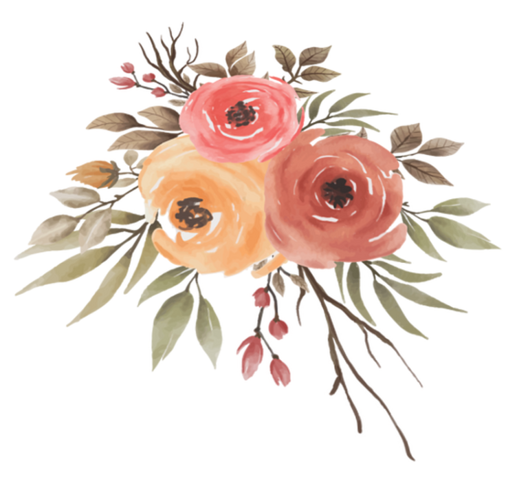 Tapete vinílico flores e plantas desenho de rosas secas - TenStickers