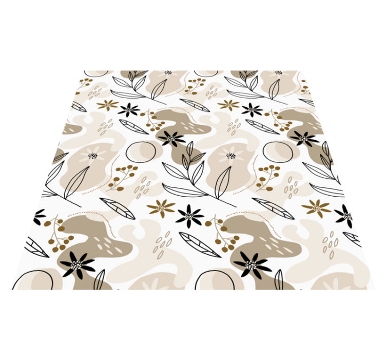 Tapete vinílico flores e plantas padrão folhas rosa e bege - TenStickers