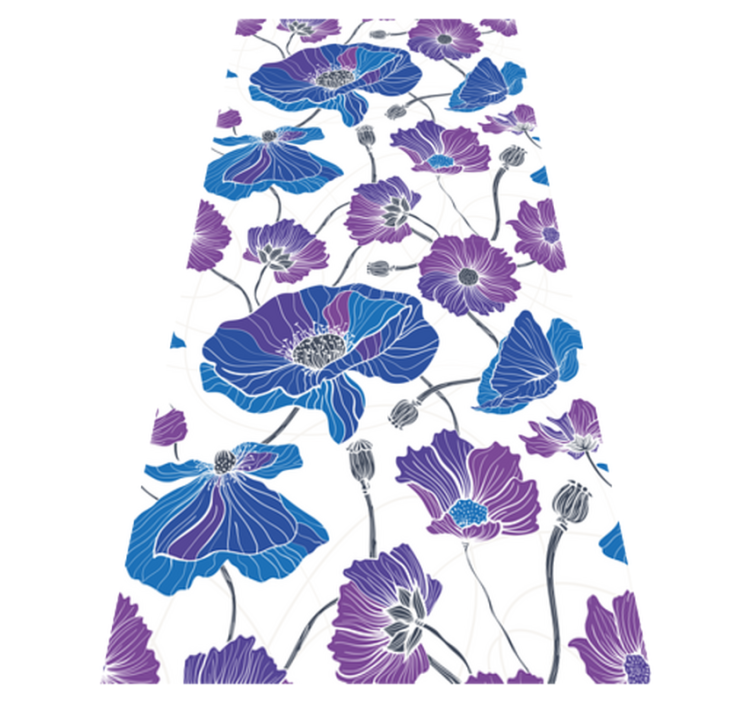 Tapete vinílico flores e plantas jardim azul e roxo - TenStickers