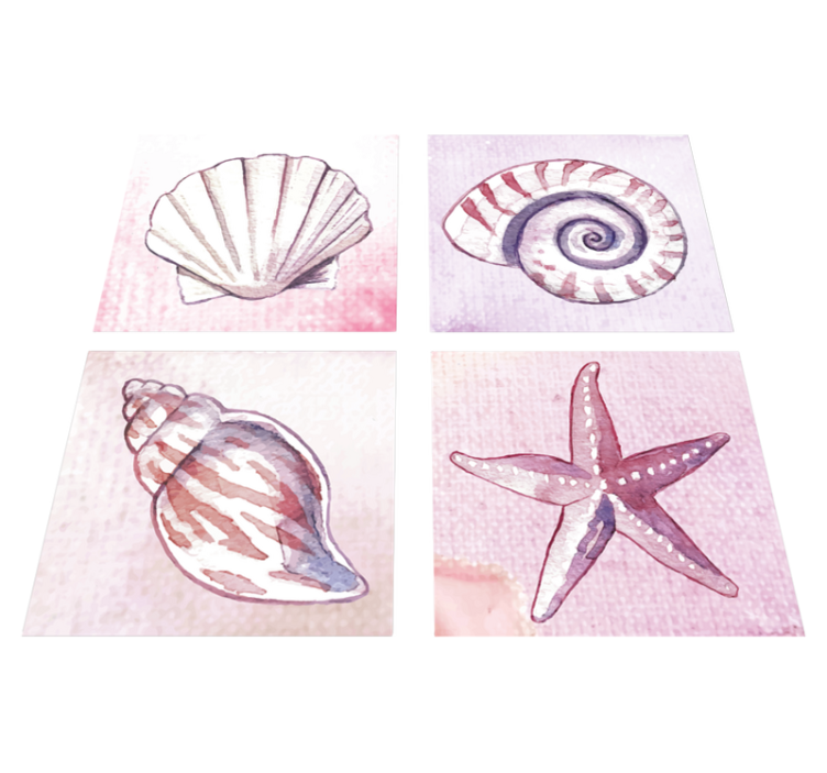 Tapete vinílico casa de banho azulejos vida marinha - TenStickers