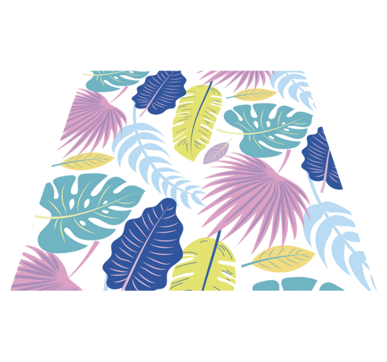 Tapete vinílico flores e plantas padrões de folhas coloridas - TenStickers