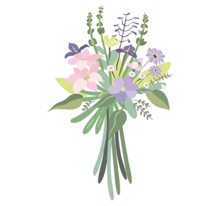 Tapete vinílico flores e plantas buquê floral colorido - TenStickers