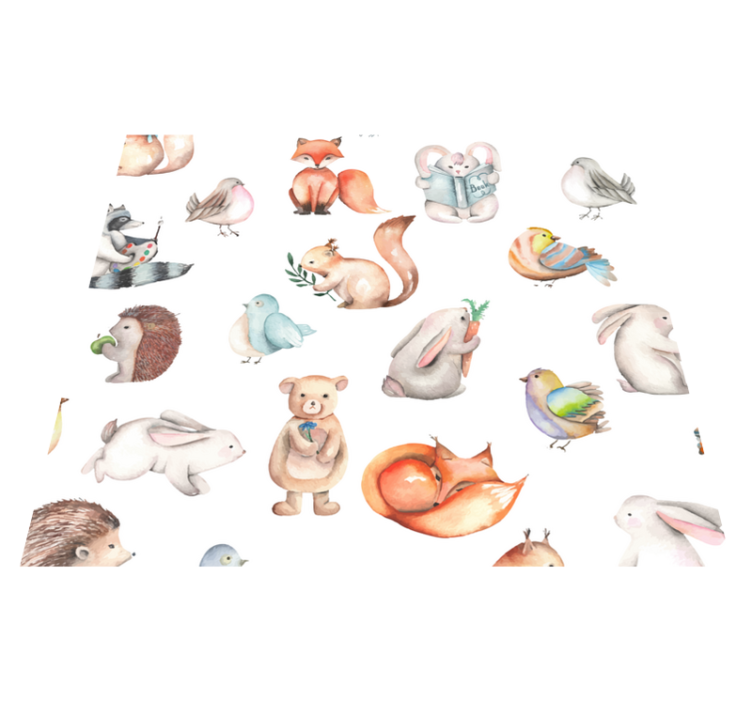 Tapete vinílico criança animais simples da floresta - TenStickers