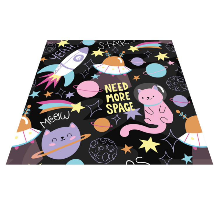 Tapete vinílico criança gatos no espaço - TenStickers