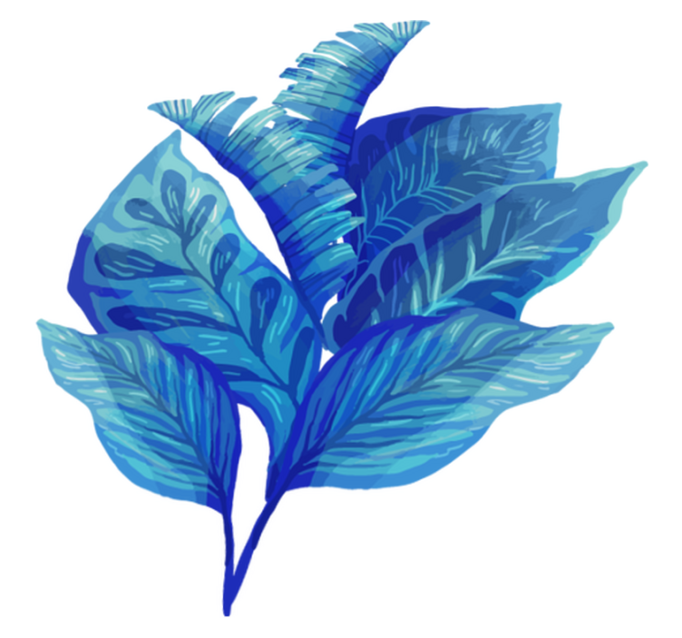 Tapete vinílico flores e plantas arranjo folhas azuis - TenStickers