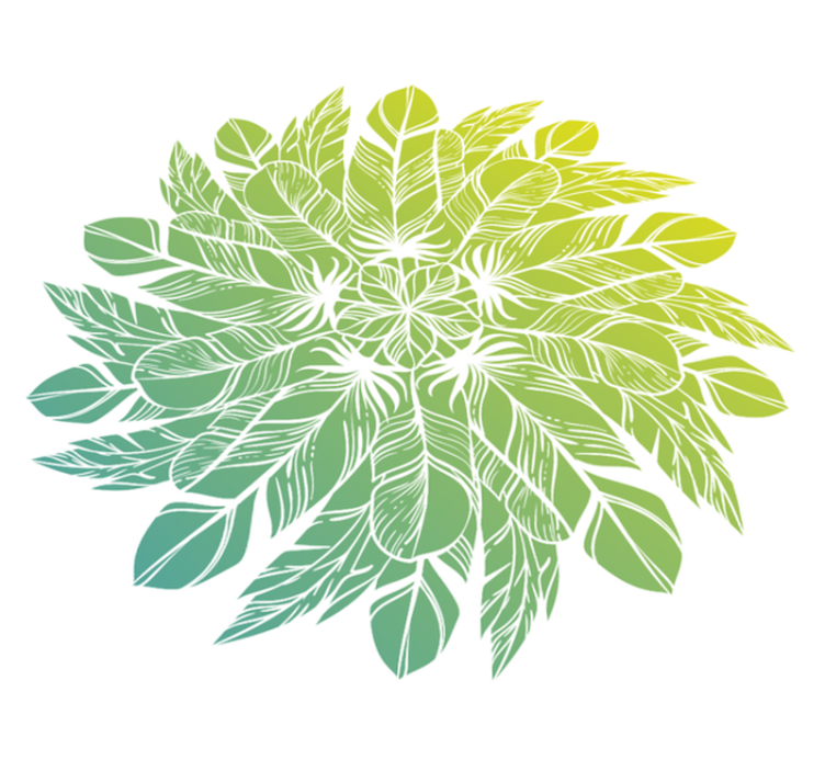 Tapete vinílico flores e plantas padrão circular folhagem - TenStickers