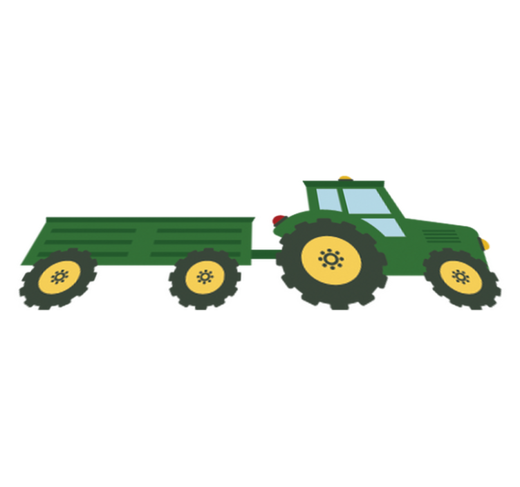 Tapete vinílico criança trator verde e carroça - TenStickers