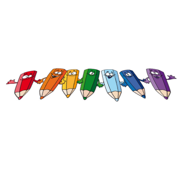 Tapete vinílico criança lápis coloridos felizes - TenStickers