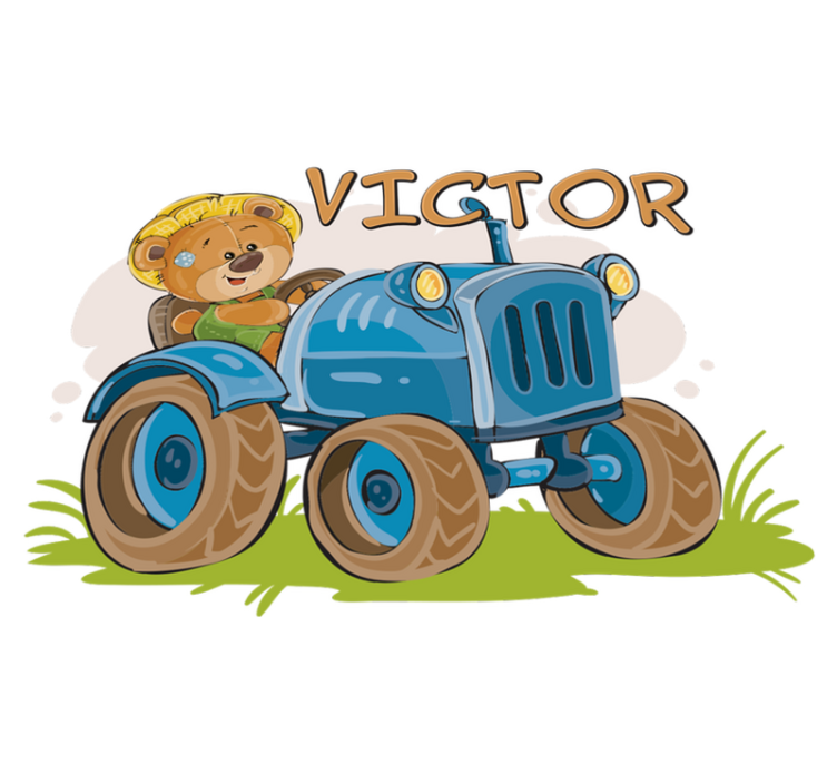 Tapete vinílico criança tractor infantil personalizável - TenStickers