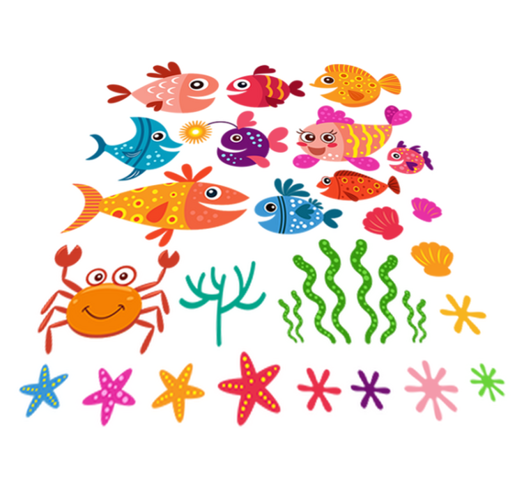 Tapete vinílico criança peixinhos coloridos - TenStickers