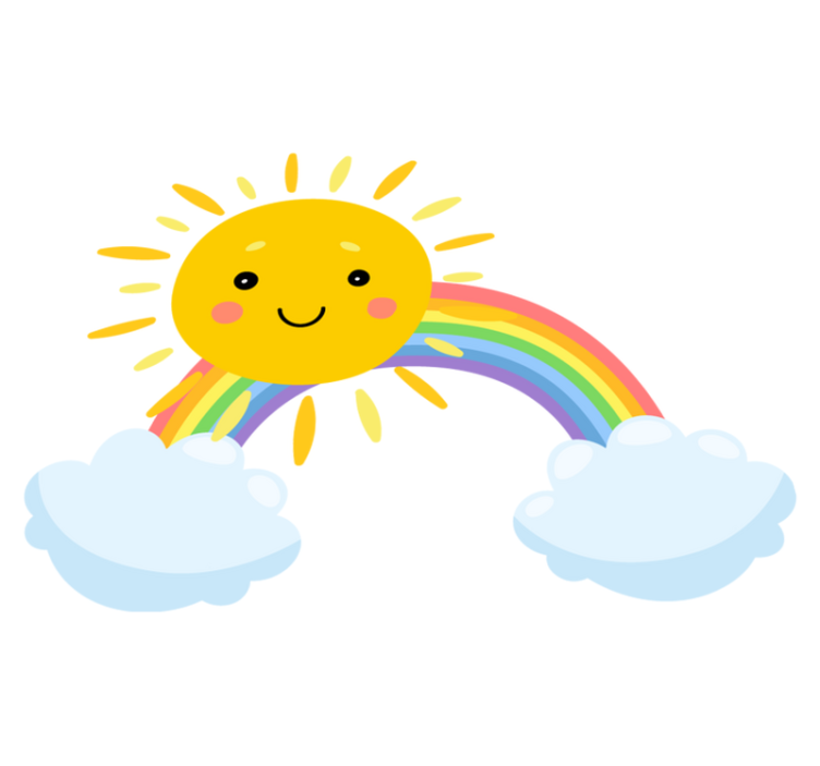 Tapete vinílico criança céu cartoon sol e arco-íris - TenStickers