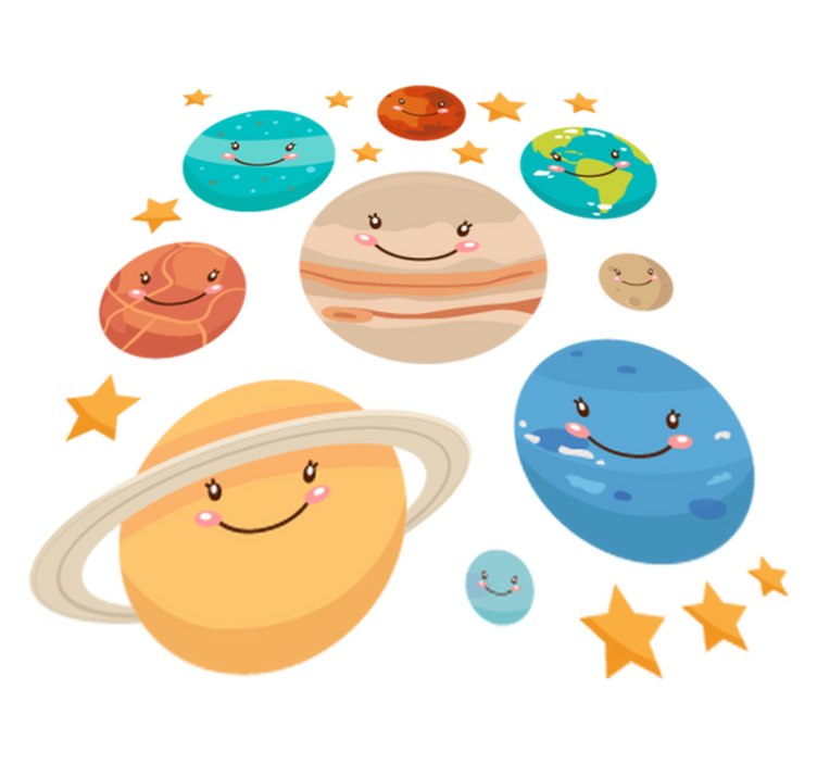 Tapete vinílico criança adesivo planetas sistema solar - TenStickers