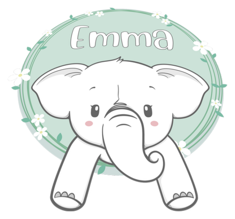 Tapete vinílico criança elefante com nome - TenStickers