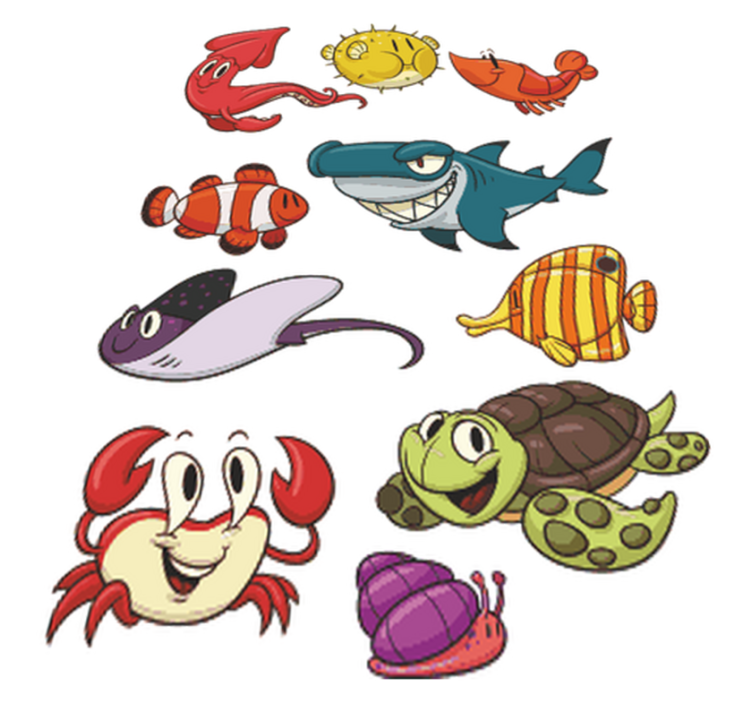 Tapete vinílico criança peixes coloridos - TenStickers