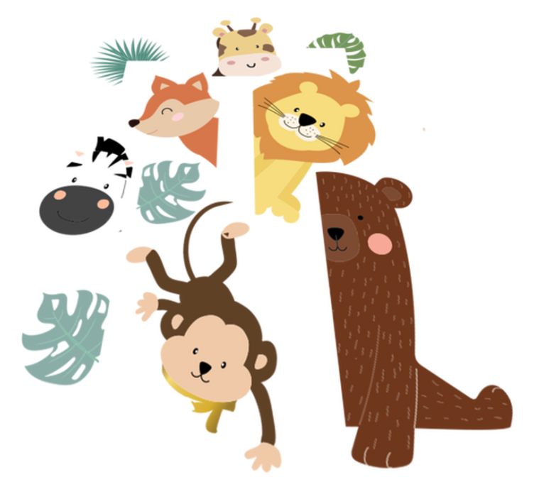 Tapete vinílico criança animais na porta - TenStickers