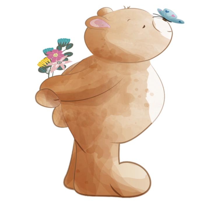 Tapete vinílico criança adesivo com urso e borboleta - TenStickers